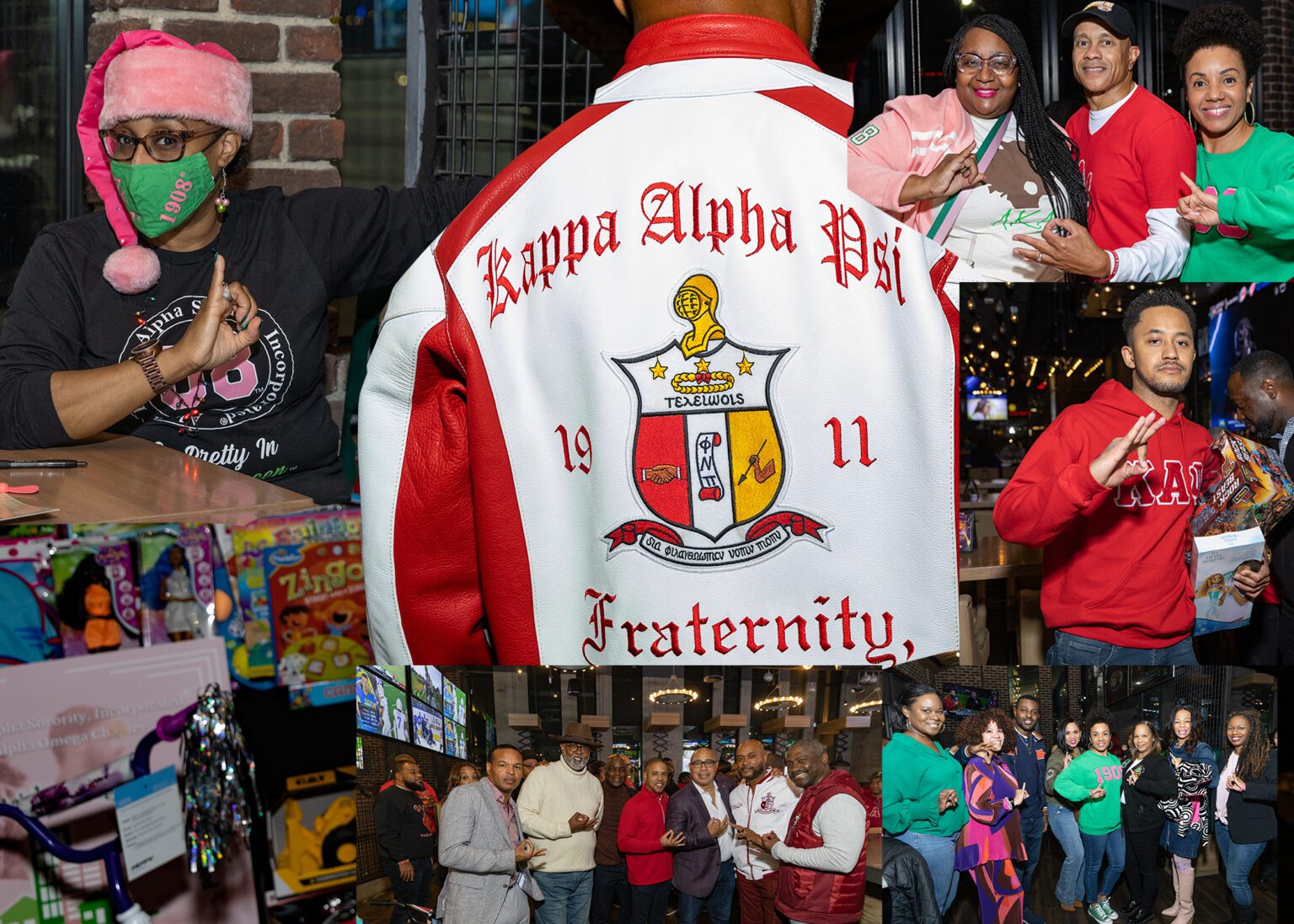 A collage of photos with kappa alpha psi on it.